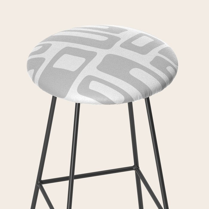 Retro Mid Century Modern Abstract Pattern 731 Winter Gray Stool Gallery Image 2