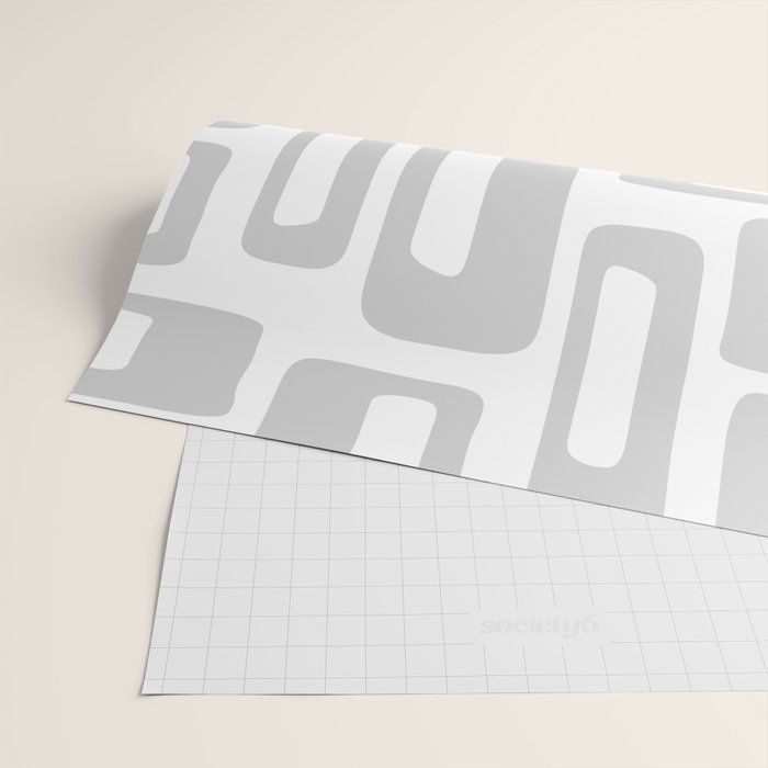 Retro Mid Century Modern Abstract Pattern 731 Winter Gray Wrapping Paper Gallery Image 2