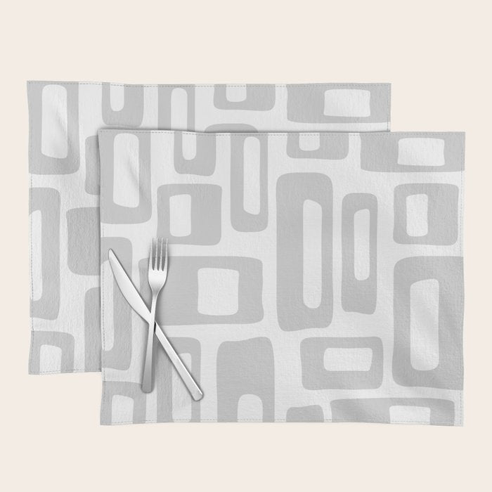 Retro Mid Century Modern Abstract Pattern 731 Winter Gray Placemat Gallery Image 1
