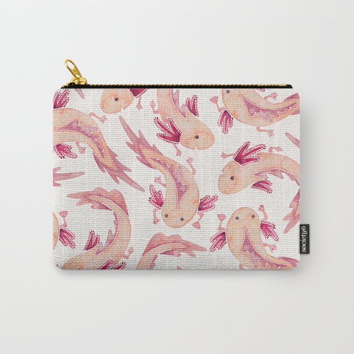 Mexican Axolotls Watercolor Carry All Pouch Gallery Image 1