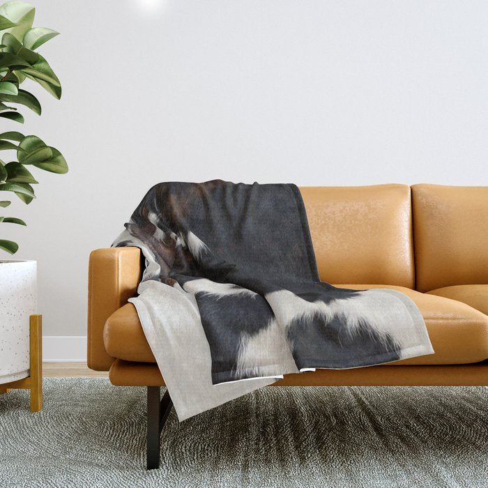 Cowhide Farmhouse Decor (photograph) Throw Blanket Gallery Image 1