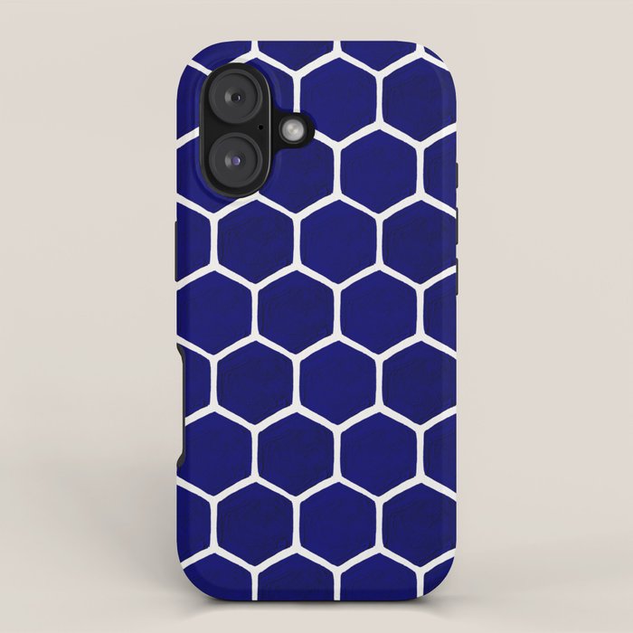 Hexagon Honeycomb Pattern - Navy Palette iPhone Case Gallery Image 1