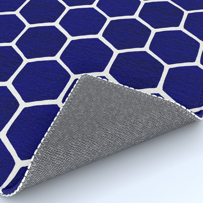 Hexagon Honeycomb Pattern - Navy Palette Rug Gallery Image 4