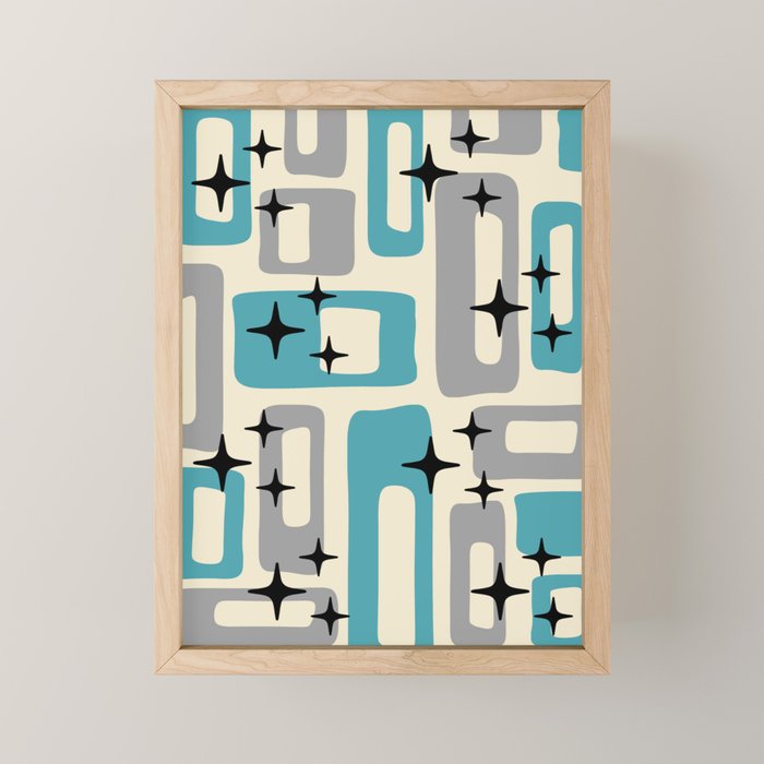 Mid Century Modern Decoration Kitsch 223 Blue and Gray Mini Art Print Gallery Image 1
