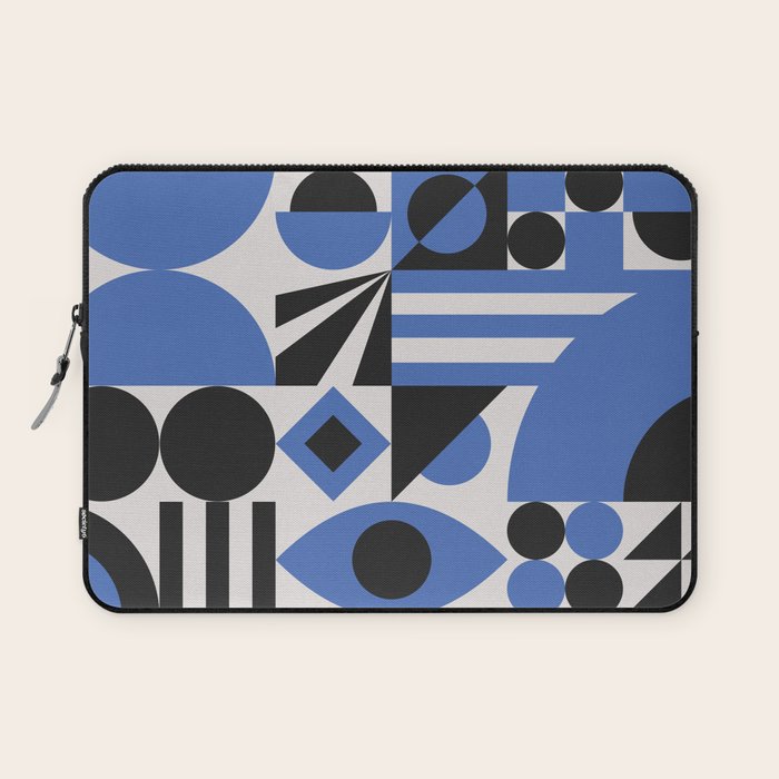 Bauhaus Mid Century Abstract Shapes black and blue  Laptop Sleeve Gallery Image 1