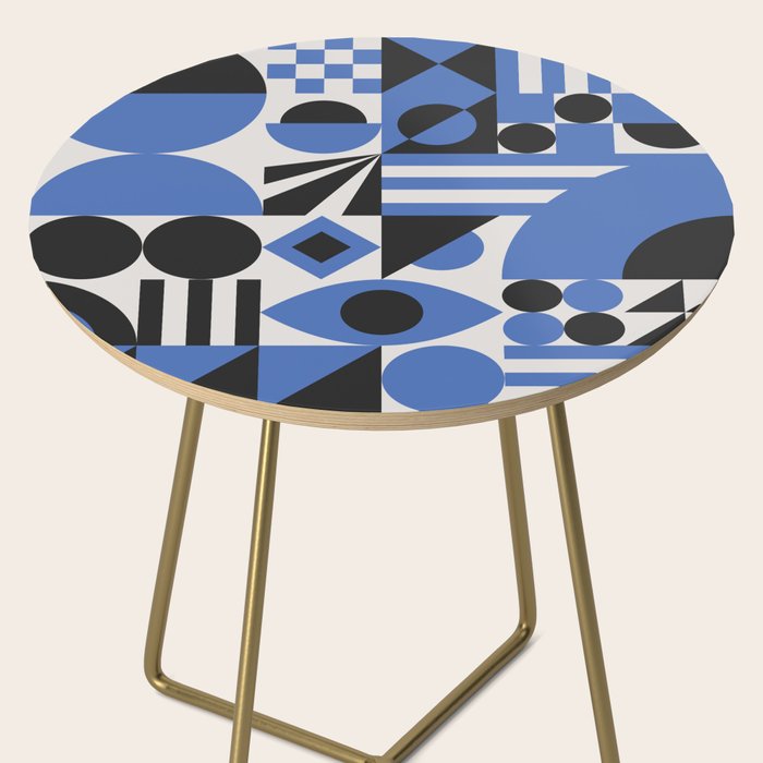 Bauhaus Mid Century Abstract Shapes black and blue  Side Table Gallery Image 2