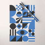 Bauhaus Mid Century Abstract Shapes black and blue  Wrapping Paper Gallery Image 1