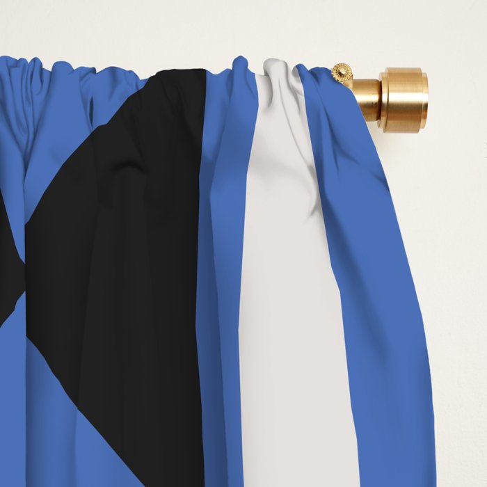 Bauhaus Mid Century Abstract Shapes black and blue  Window Curtain Gallery Image 2