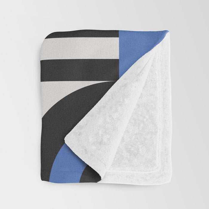 Bauhaus Mid Century Abstract Shapes black and blue  Throw Blanket Gallery Image 3