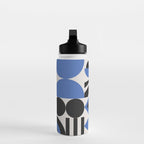 Bauhaus Mid Century Abstract Shapes black and blue  Water Bottle Gallery Image 3