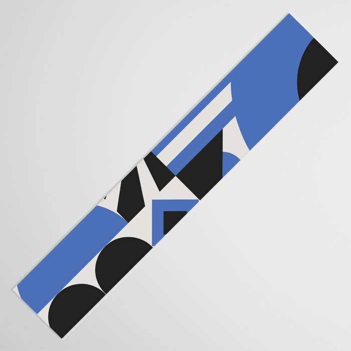 Bauhaus Mid Century Abstract Shapes black and blue  Table Runner Gallery Image 3