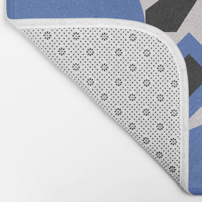 Bauhaus Mid Century Abstract Shapes black and blue  Bath Mat Gallery Image 2