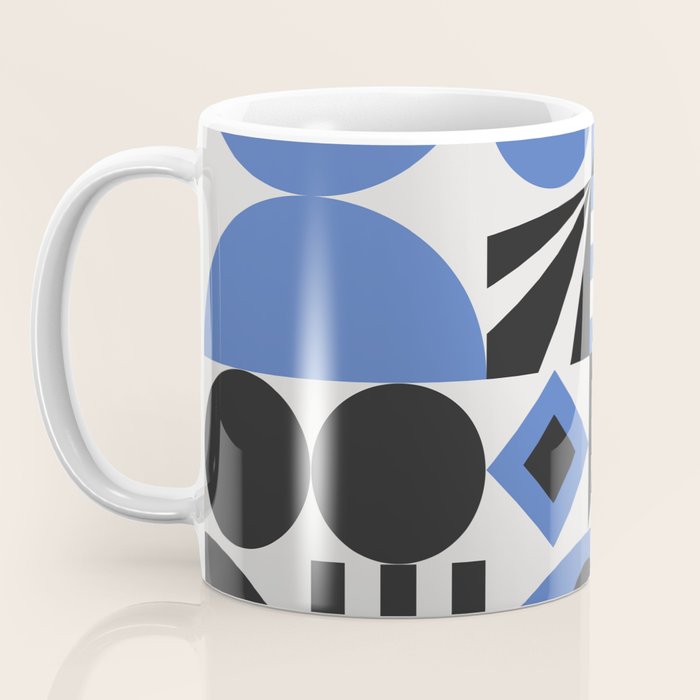 Bauhaus Mid Century Abstract Shapes black and blue  Coffee Mug Gallery Image 3