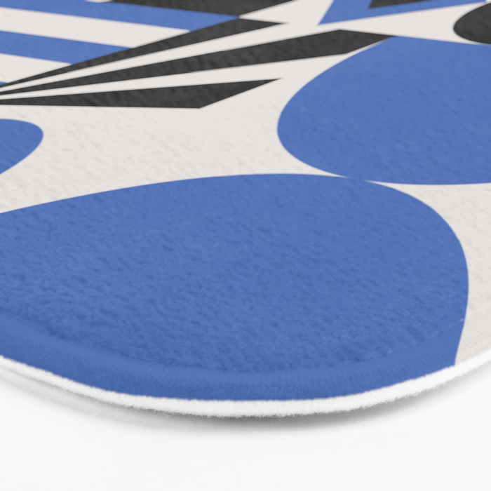 Bauhaus Mid Century Abstract Shapes black and blue  Bath Mat Gallery Image 3