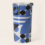 Bauhaus Mid Century Abstract Shapes black and blue  Travel Mug Gallery Image 2