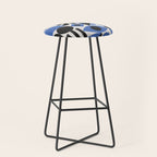 Bauhaus Mid Century Abstract Shapes black and blue  Stool Gallery Image 1