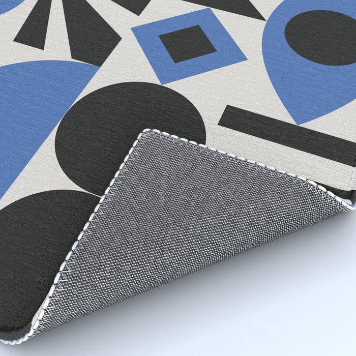 Bauhaus Mid Century Abstract Shapes black and blue  Rug Gallery Image 4