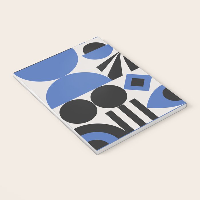 Bauhaus Mid Century Abstract Shapes black and blue  Notebook Gallery Image 3