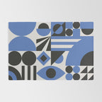 Bauhaus Mid Century Abstract Shapes black and blue  Rug Gallery Image 2