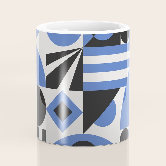 Bauhaus Mid Century Abstract Shapes black and blue  Coffee Mug Gallery Image 4
