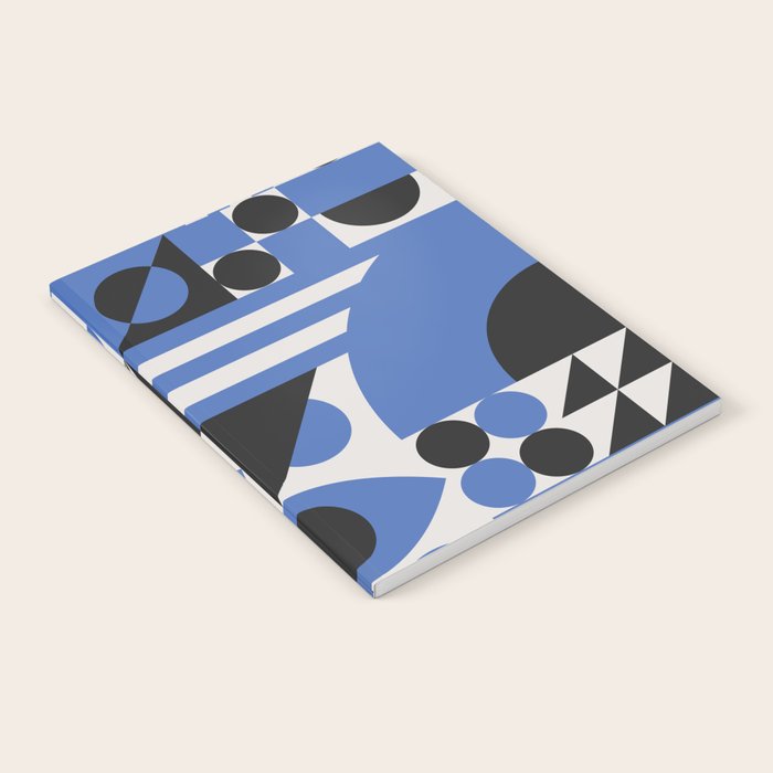 Bauhaus Mid Century Abstract Shapes black and blue  Notebook Gallery Image 1
