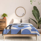 Bauhaus Mid Century Abstract Shapes black and blue  Comforter Gallery Image 3