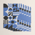 Bauhaus Mid Century Abstract Shapes black and blue  Wrapping Paper Gallery Image 3