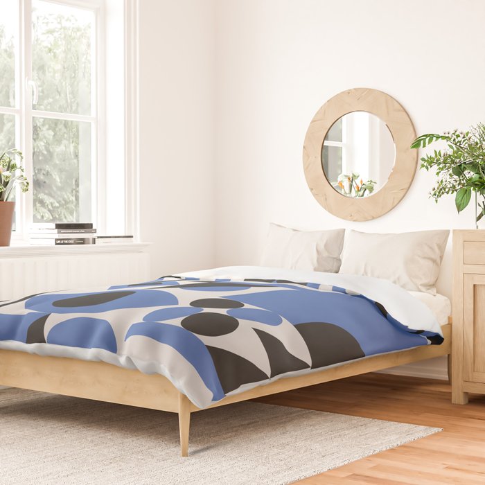 Bauhaus Mid Century Abstract Shapes black and blue  Duvet Cover Gallery Image 2