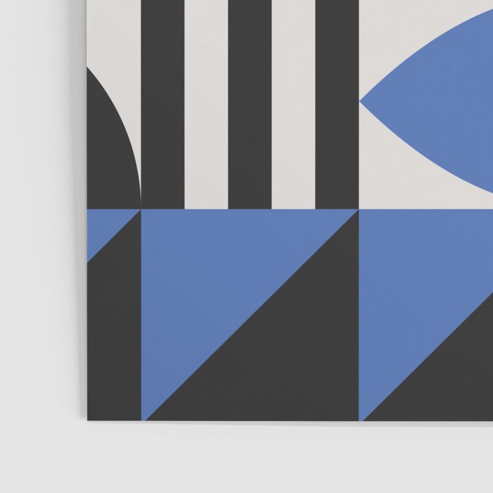 Bauhaus Mid Century Abstract Shapes black and blue  Poster Gallery Image 3