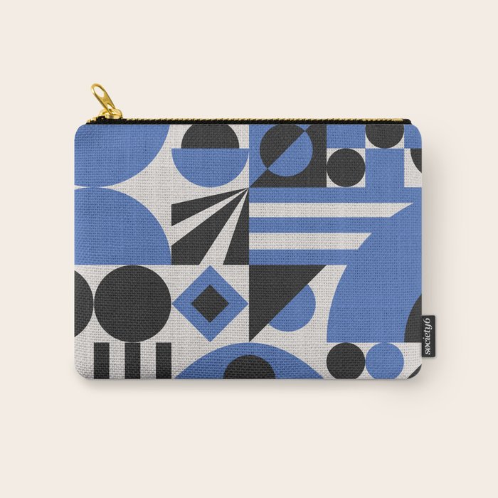 Bauhaus Mid Century Abstract Shapes black and blue  Carry All Pouch Gallery Image 1