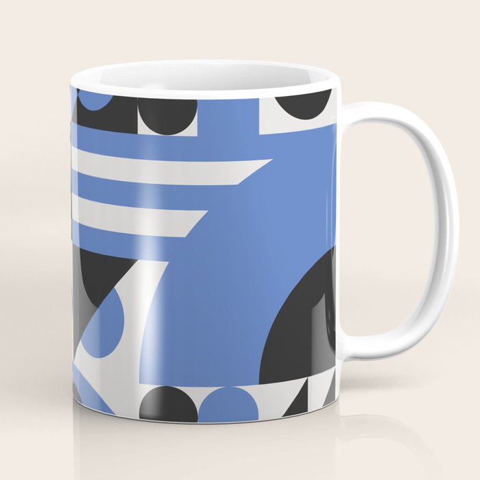 Bauhaus Mid Century Abstract Shapes black and blue  Coffee Mug Gallery Image 1