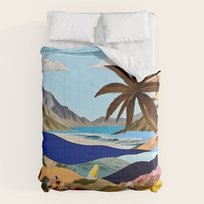 The Beach Bound Surrealist 01, Collage Fantastic Surrealism Wild Fantasy, Ocean Beach Sea Avant-Garde, Creative Photographic Digital Abstract Graphic Comforter Gallery Image 6