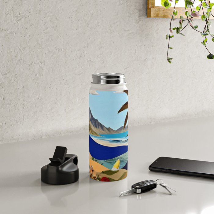The Beach Bound Surrealist 01, Collage Fantastic Surrealism Wild Fantasy, Ocean Beach Sea Avant-Garde, Creative Photographic Digital Abstract Graphic Water Bottle Gallery Image 4