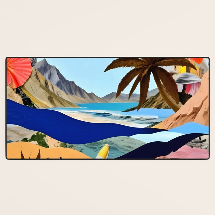 The Beach Bound Surrealist 01, Collage Fantastic Surrealism Wild Fantasy, Ocean Beach Sea Avant-Garde, Creative Photographic Digital Abstract Graphic Desk Mat Gallery Image 3