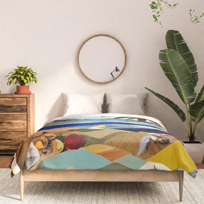 The Beach Bound Surrealist 01, Collage Fantastic Surrealism Wild Fantasy, Ocean Beach Sea Avant-Garde, Creative Photographic Digital Abstract Graphic Comforter Gallery Image 3
