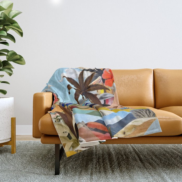 The Beach Bound Surrealist 01, Collage Fantastic Surrealism Wild Fantasy, Ocean Beach Sea Avant-Garde, Creative Photographic Digital Abstract Graphic Throw Blanket Gallery Image 1