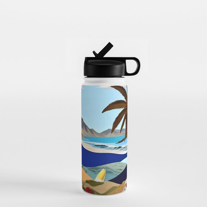 The Beach Bound Surrealist 01, Collage Fantastic Surrealism Wild Fantasy, Ocean Beach Sea Avant-Garde, Creative Photographic Digital Abstract Graphic Water Bottle Gallery Image 1