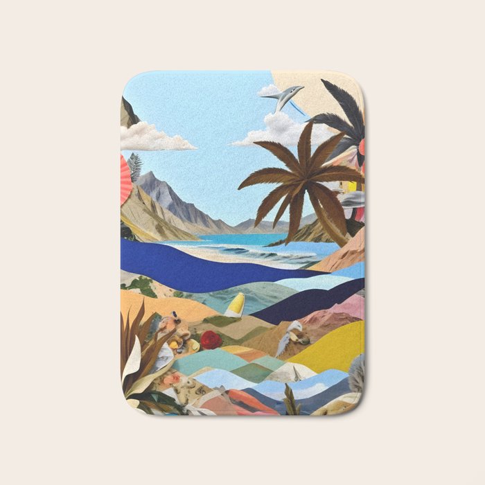 The Beach Bound Surrealist 01, Collage Fantastic Surrealism Wild Fantasy, Ocean Beach Sea Avant-Garde, Creative Photographic Digital Abstract Graphic Bath Mat Gallery Image 1
