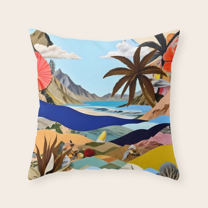 The Beach Bound Surrealist 01, Collage Fantastic Surrealism Wild Fantasy, Ocean Beach Sea Avant-Garde, Creative Photographic Digital Abstract Graphic Throw Pillow Gallery Image 6