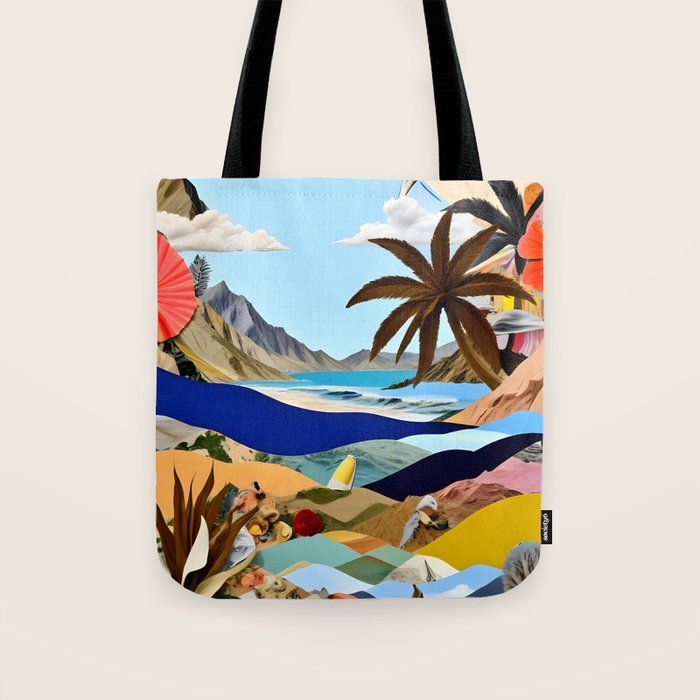 The Beach Bound Surrealist 01, Collage Fantastic Surrealism Wild Fantasy, Ocean Beach Sea Avant-Garde, Creative Photographic Digital Abstract Graphic Tote Bag Gallery Image 1