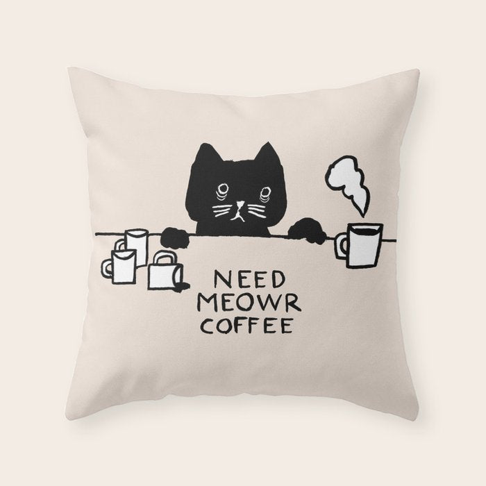 Need meowr coffee Throw Pillow Gallery Image 6
