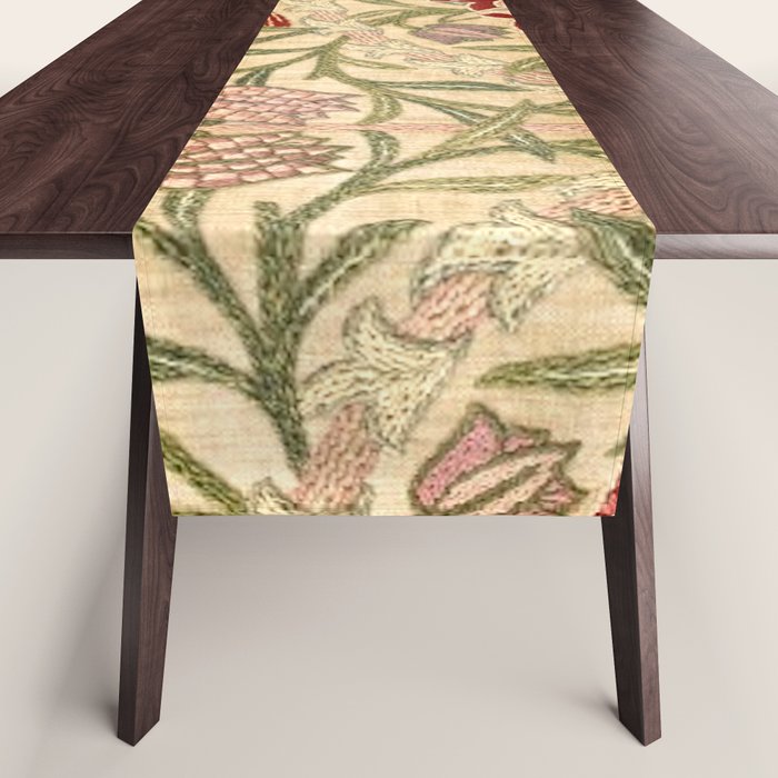 William Morris Antique Honeysuckle Embroidery Table Runner Gallery Image 1