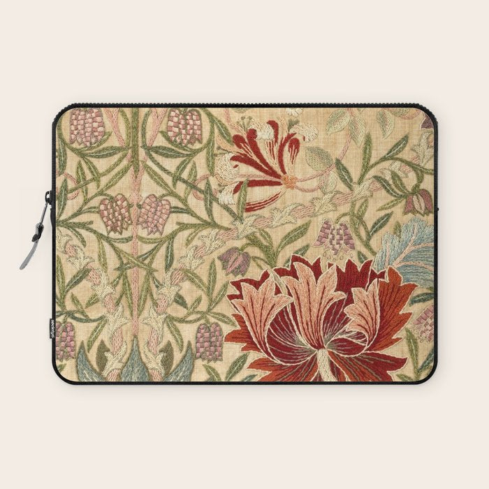 William Morris Antique Honeysuckle Embroidery Laptop Sleeve Gallery Image 1