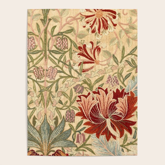William Morris Antique Honeysuckle Embroidery Poster Gallery Image 4