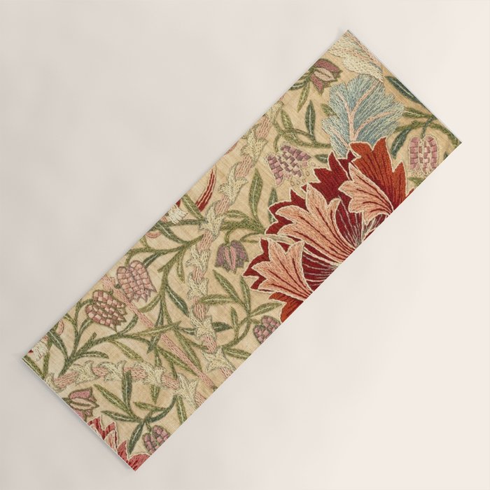 William Morris Antique Honeysuckle Embroidery Yoga Mat Gallery Image 1