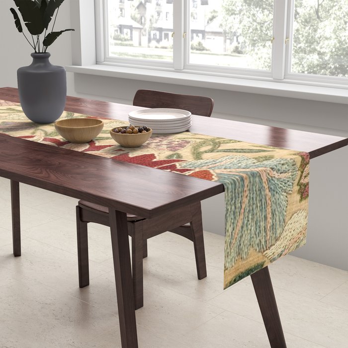 William Morris Antique Honeysuckle Embroidery Table Runner Gallery Image 2