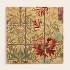 William Morris Antique Honeysuckle Embroidery Wood Wall Art Gallery Image 1