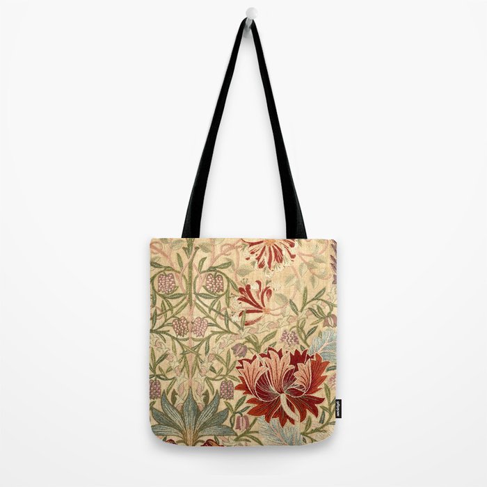 William Morris Antique Honeysuckle Embroidery Tote Bag Gallery Image 2