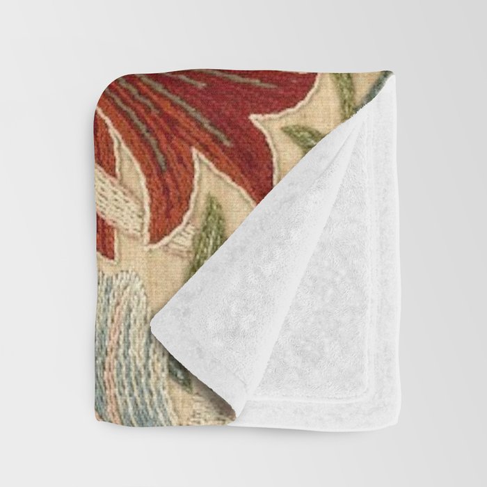 William Morris Antique Honeysuckle Embroidery Throw Blanket Gallery Image 3