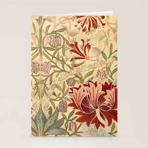 William Morris Antique Honeysuckle Embroidery Stationery Card Gallery Image 1